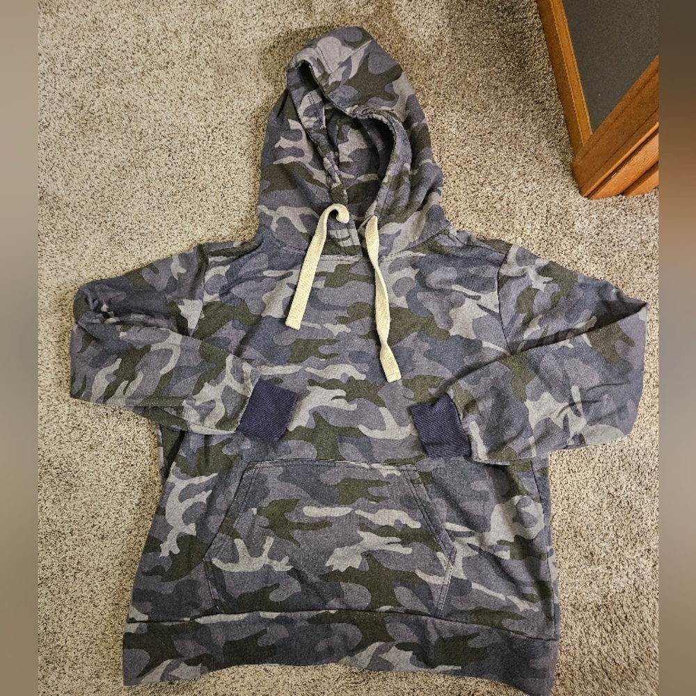 Zenana Blue Camouflage Hooded Sweater Size Xl